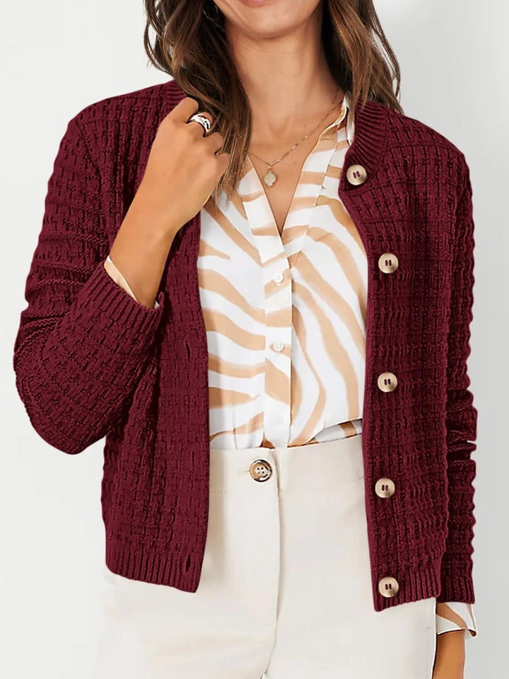 Textured Knit Button - Front Cardigan - Nikki &amp; Co. Boutique