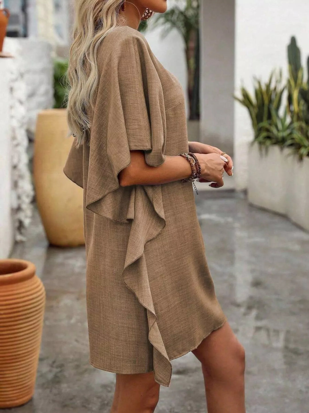 Ruffled Flutter Sleeve V-Neck Mini Dress | Nikki &amp; Co. Boutique