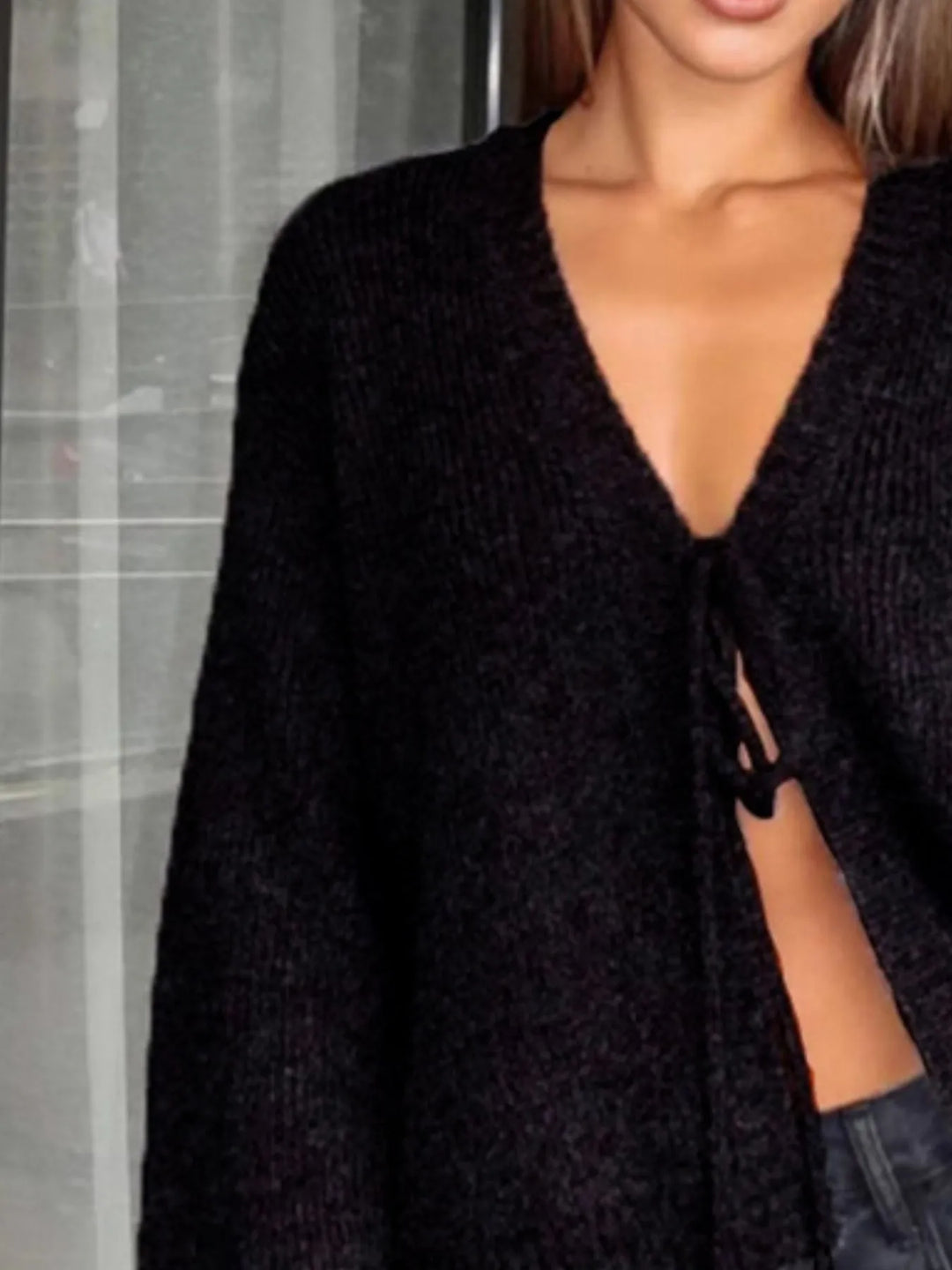 Open Front Tied Sweater Cardigan - Nikki &amp; Co. Boutique