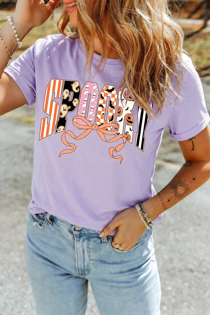 Halloween Spooky Letter Graphic T-Shirt, S-2XL - Nikki &amp; Co. Boutique
