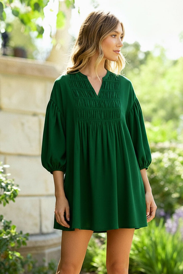 Green with Envy Crepe Smocked Dress | Nikki &amp; Co. Boutique