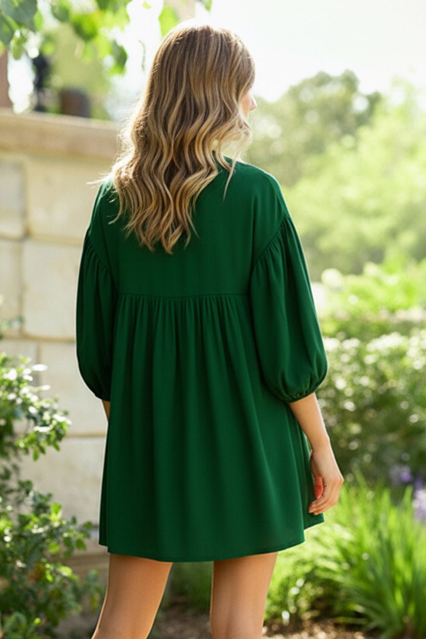 Green with Envy Crepe Smocked Dress | Nikki &amp; Co. Boutique