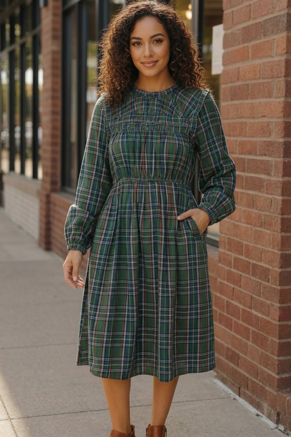 Cedar Lane Plaid Midi Dress | Nikki &amp; Co. Boutique