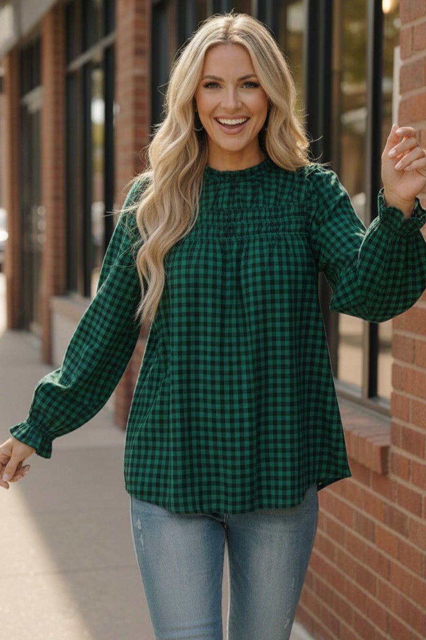 Wildwood Check Green Smock | Nikki &amp; Co. Boutique