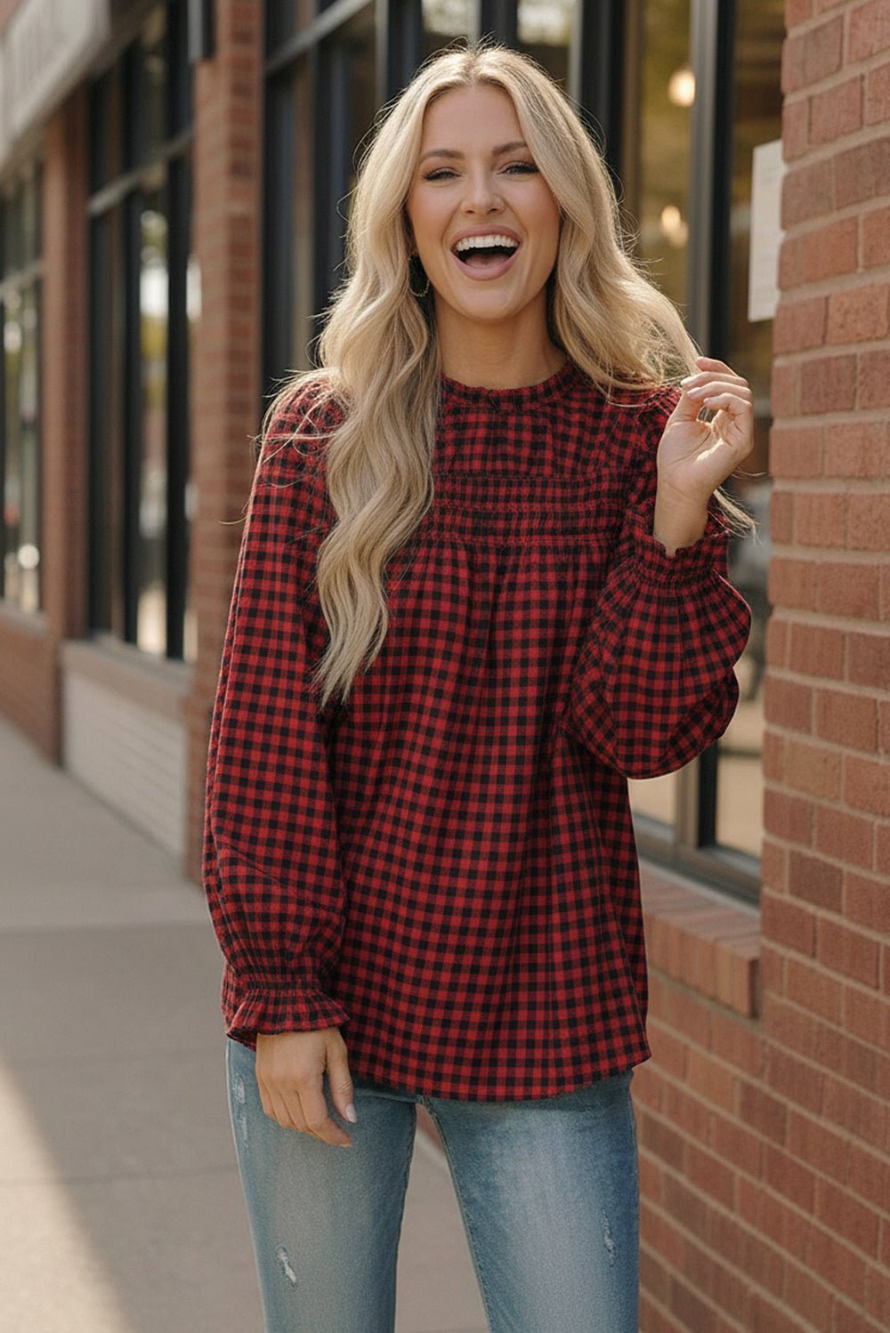 Wildwood Check Red Smock | Nikki &amp; Co. Boutique