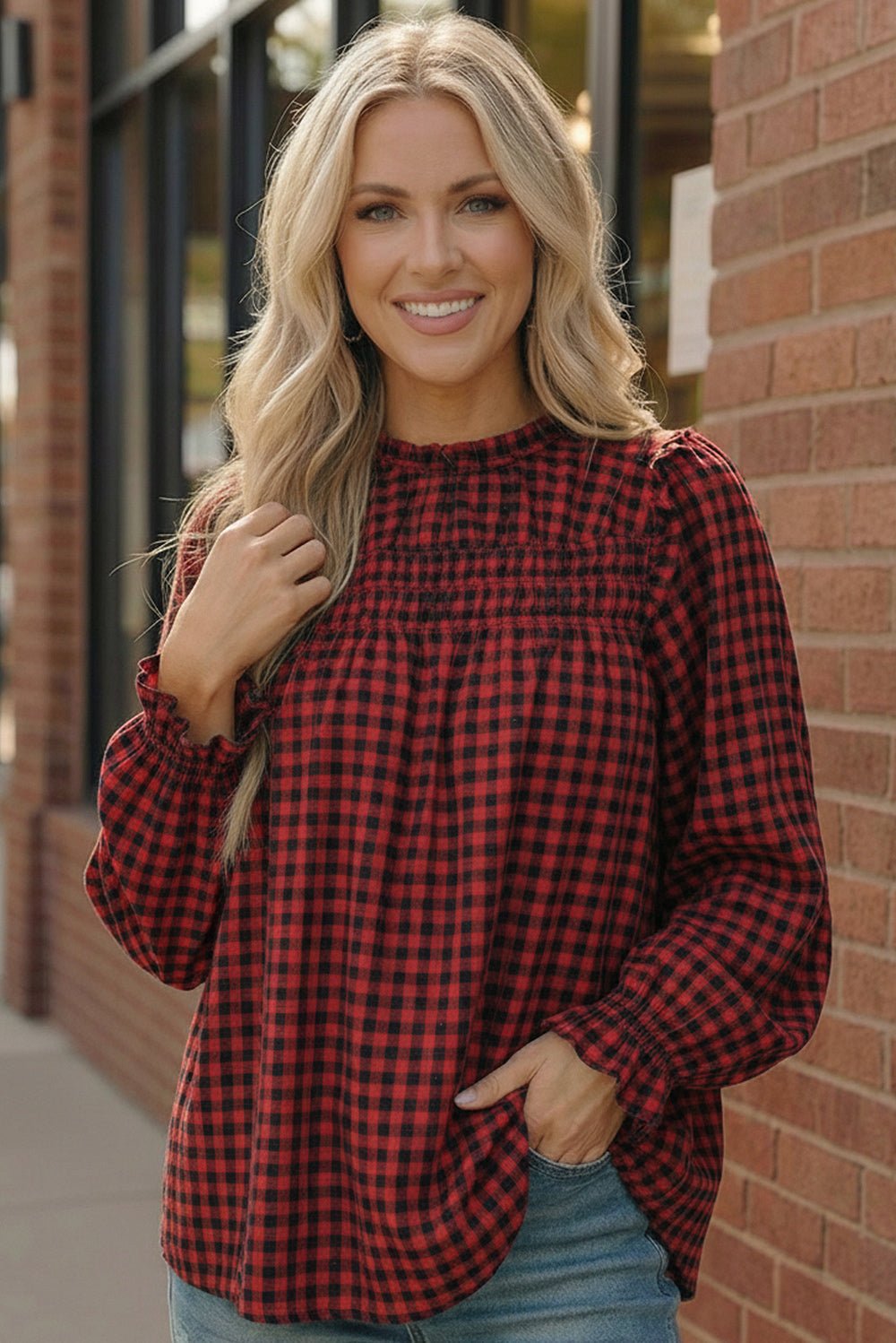 Wildwood Check Red Smock | Nikki &amp; Co. Boutique