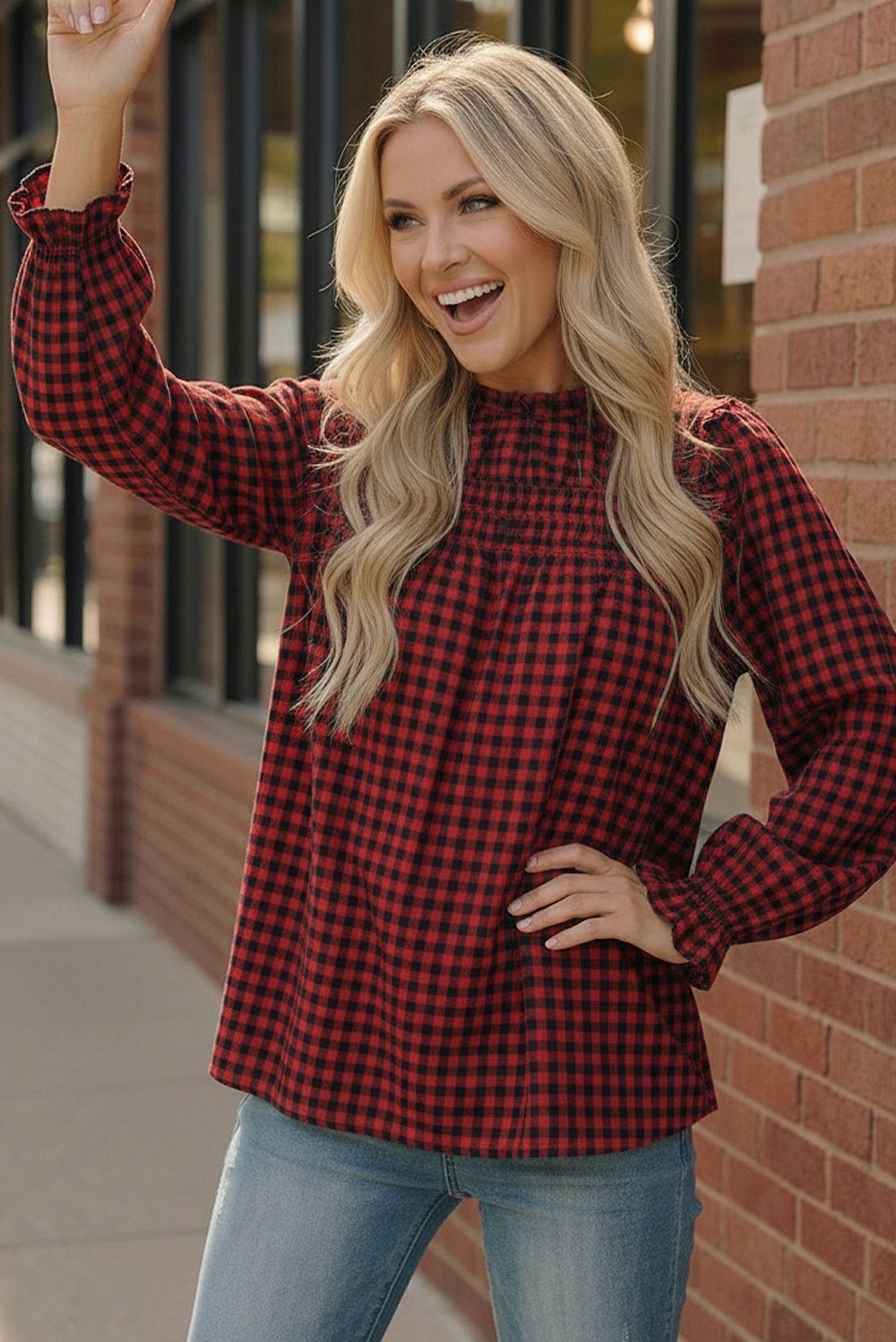 Wildwood Check Red Smock | Nikki &amp; Co. Boutique