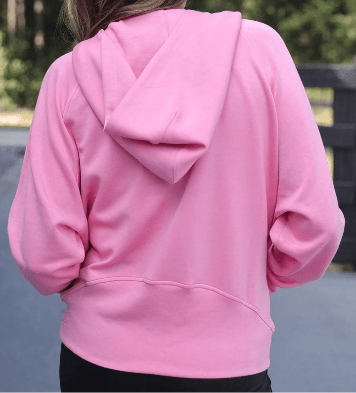 Jess Lea Kayla Luxe Hooded Quarter-Zip Pullover in Light Pink (NP) - Nikki &amp; Co. Boutique