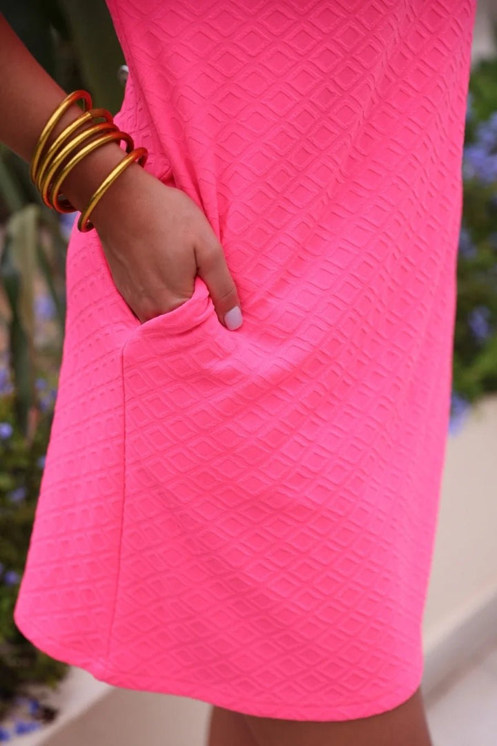 Jess Lea Ezra Textured Zipper Dress in Hot Pink (NP) - Nikki &amp; Co. Boutique