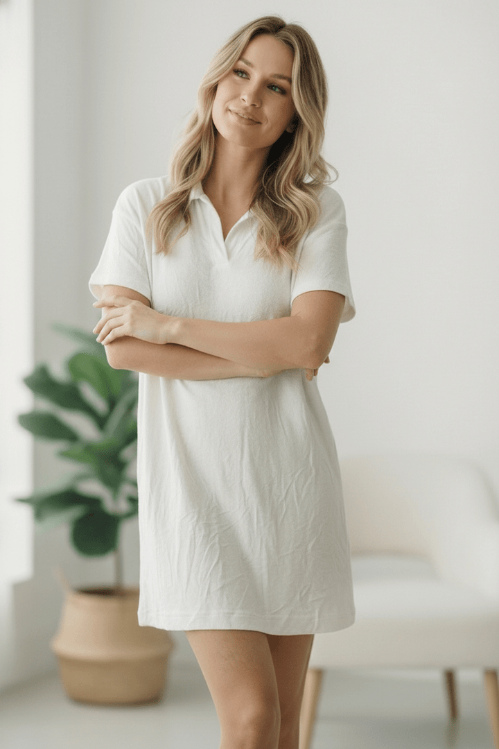 Ready to Roll Ivory Textured Lounge Dress | Nikki &amp; Co. Boutique
