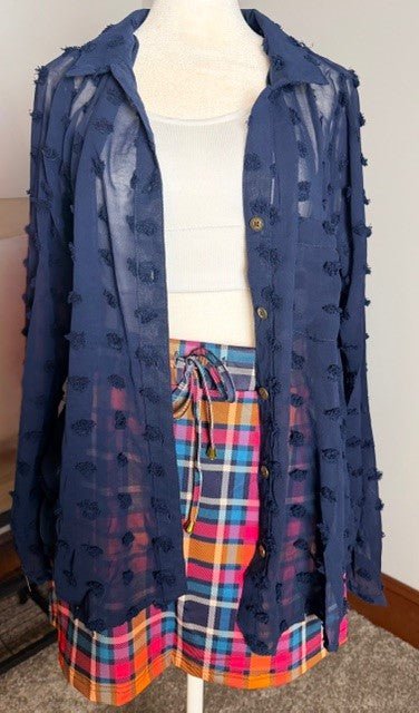 Sheer Collar Button Down Swiss Dot Top (NP) - 2 Colors | Nikki &amp; Co. Boutique