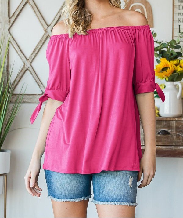 Solid Color, Off the Shoulder, Short Sleeve Top | (NP) - Nikki &amp; Co. Boutique