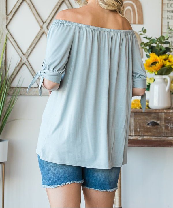 Solid Color, Off the Shoulder, Short Sleeve Top | (NP) - Nikki &amp; Co. Boutique