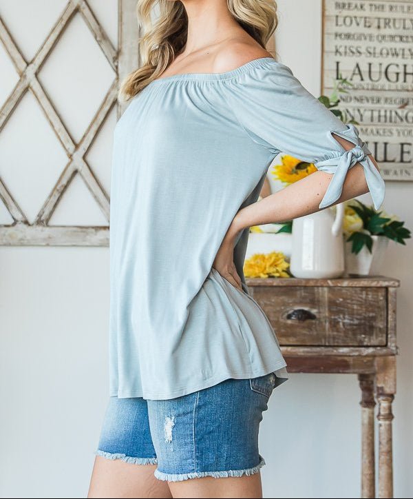 Solid Color, Off the Shoulder, Short Sleeve Top | (NP) - Nikki &amp; Co. Boutique