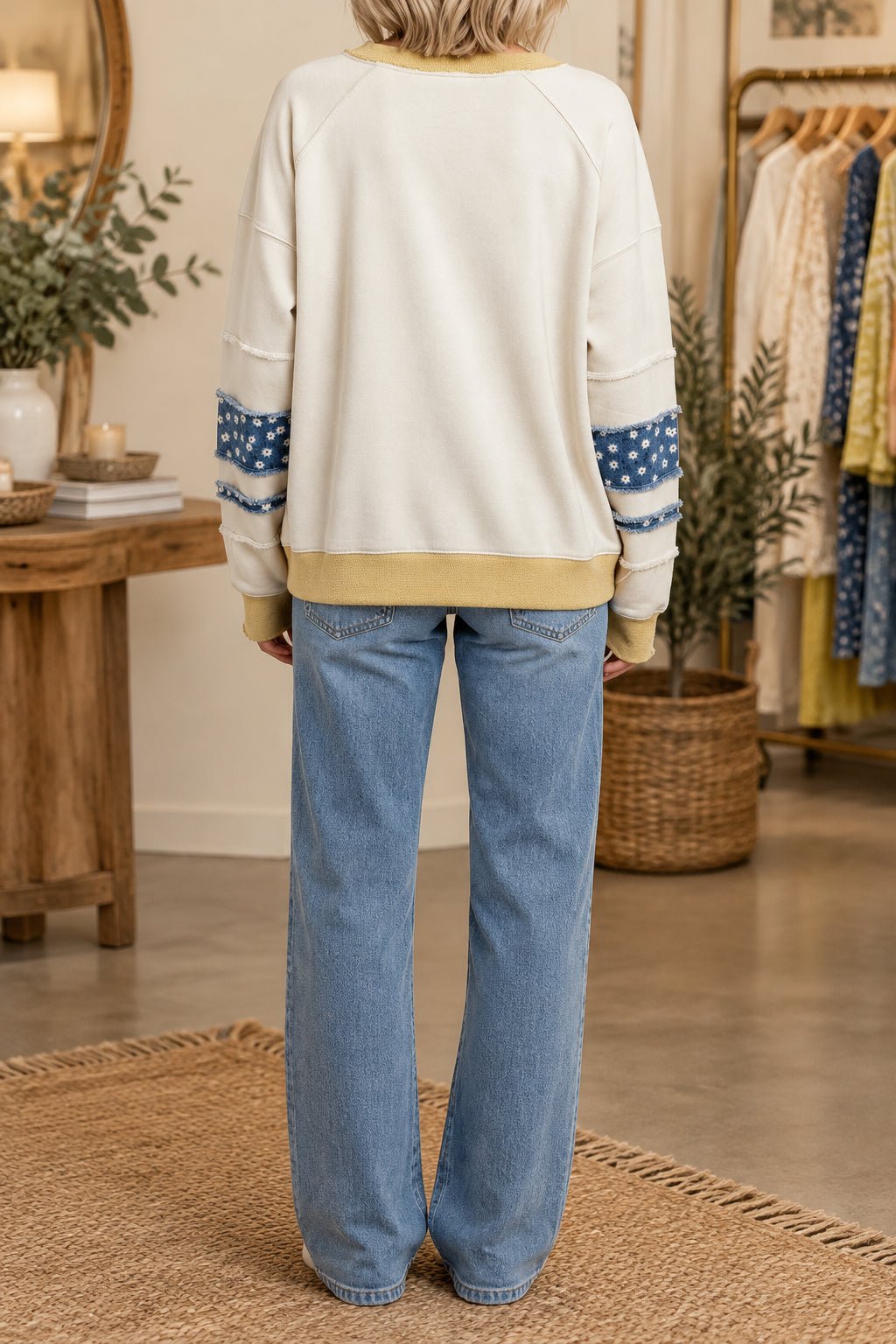 Heimish - Oversized Daisy Patch Sweatshirt (NP) - Nikki &amp; Co. Boutique