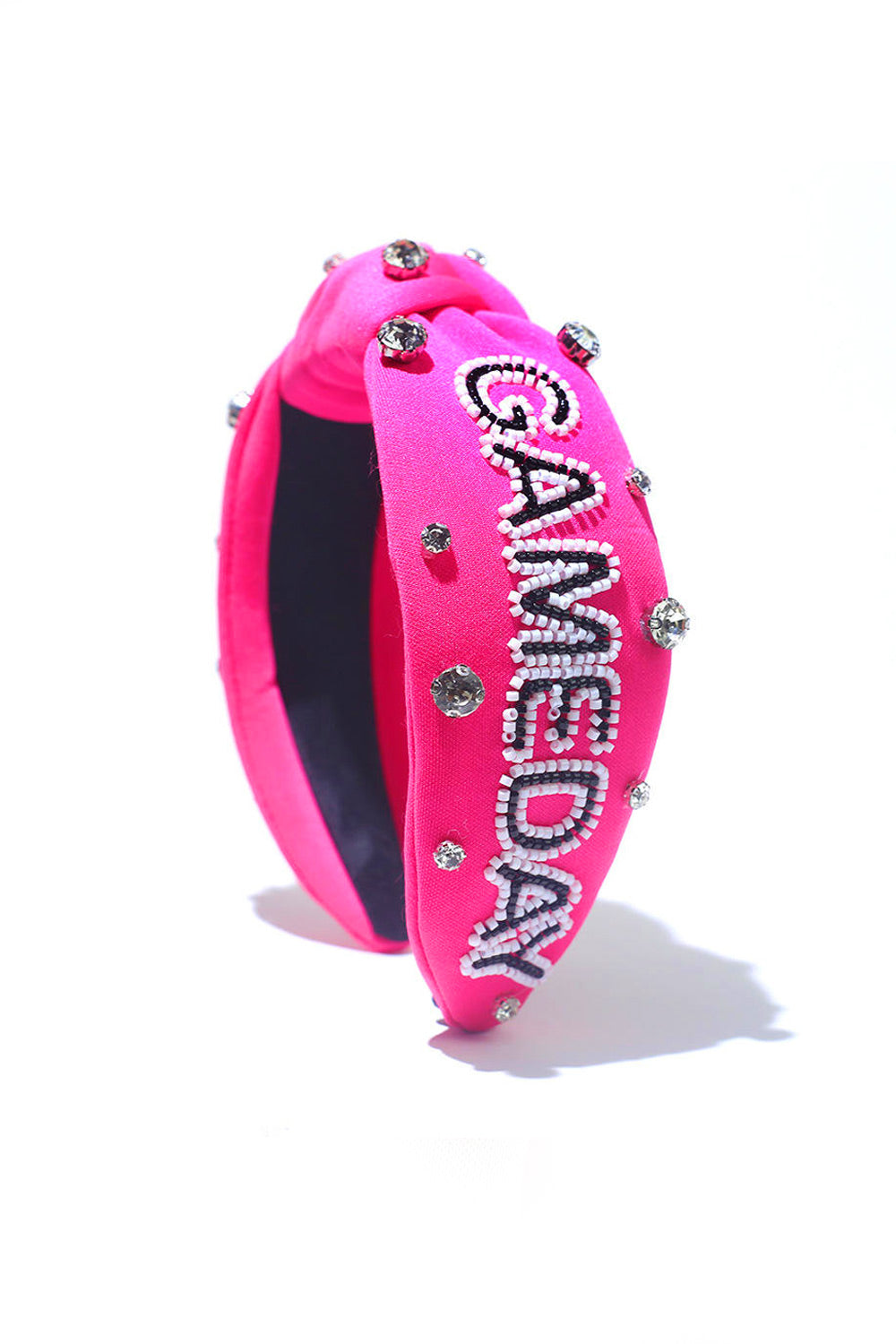 Hot Pink Jeweled & Beaded Gameday Top Knot Headband | Nikki & Co. Boutique