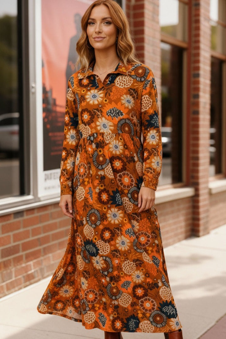 Groovy Garden Rust Maxi Dress | Nikki &amp; Co. Boutique