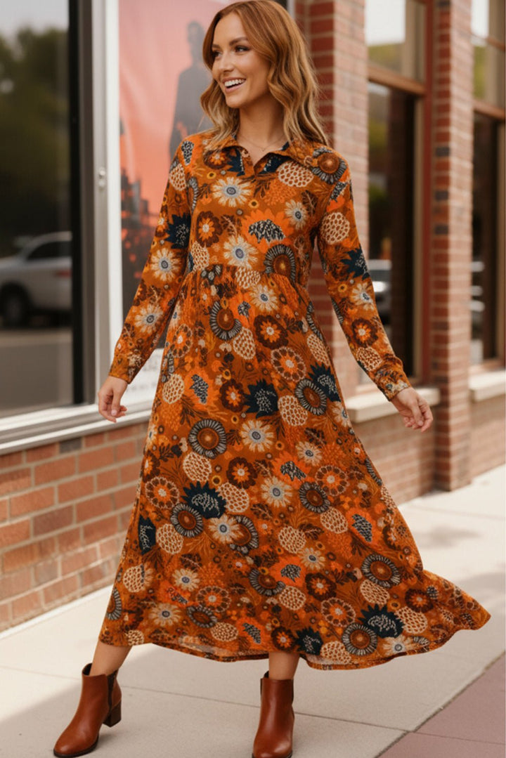 Groovy Garden Rust Maxi Dress | Nikki &amp; Co. Boutique