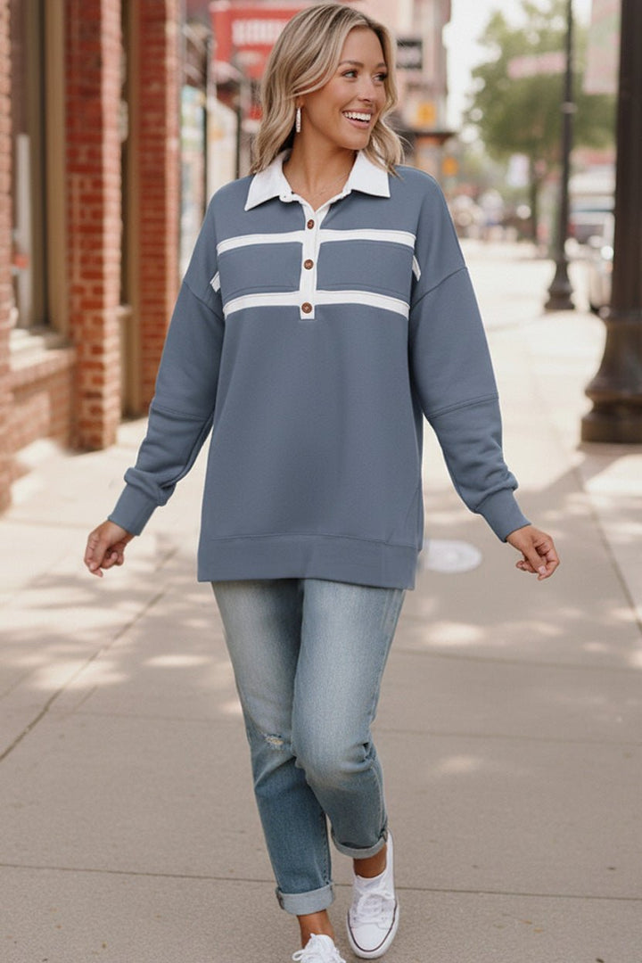 Prep School Chic Slate Blue Polo | Nikki &amp; Co. Boutique