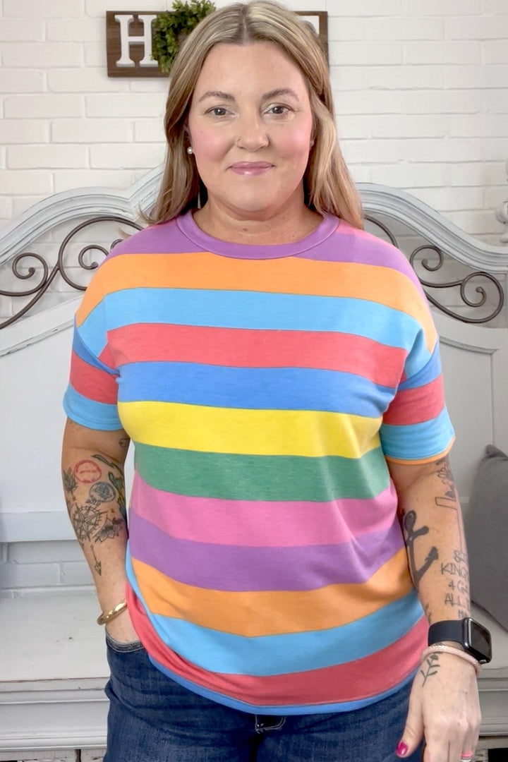 Step Into Spring Multicolor Stripe Terry Top | Nikki &amp; Co. Boutique
