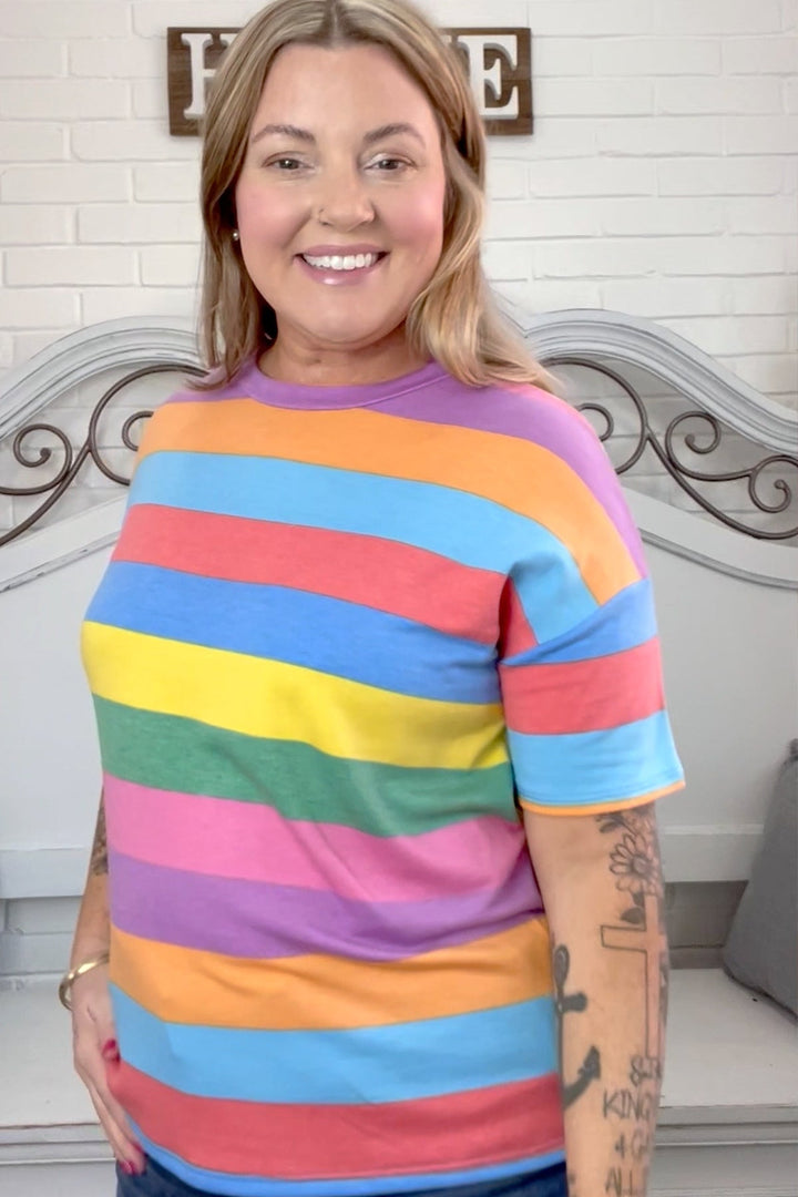 Step Into Spring Multicolor Stripe Terry Top | Nikki &amp; Co. Boutique